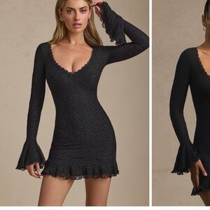 Oh Polly Black Lace Long Sleeve Dress